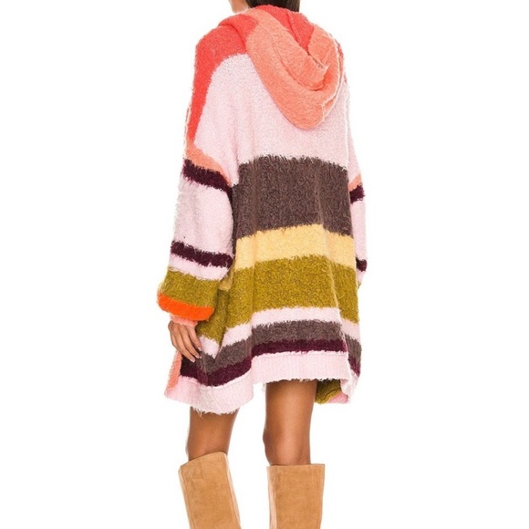 NWOT Free People Dream Team Oversized Striped Fuzzy Eyelash Cardigan, Size XS - Picture 11 of 12